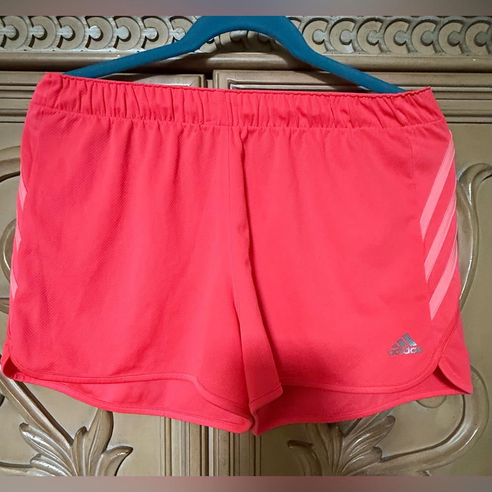 adidas Shorts Pink elastic waist & drawstring lightweight Performance Sz S guc